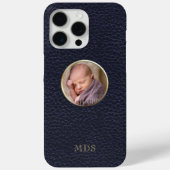 フォトミッドナイトブルーフェイクレザーモノグラモダンム Case-Mate iPhoneケース (裏面)