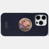 フォトミッドナイトブルーフェイクレザーモノグラモダンム Case-Mate iPhoneケース (裏面 (横))