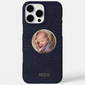 フォトミッドナイトブルーフェイクレザーモノグラモダンム Case-Mate iPhoneケース (裏面)