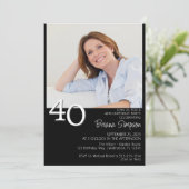 フォトミニマモダンリストブラック40歳の誕生日 招待状 (スタンド正面)