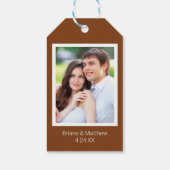 フォトミニマリストスクリプトテラコッタ結婚式の引き出物 ギフトタグ (裏面)