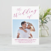 フォトミニマリストマゼンタスクリプト結婚式招待状 招待状 (スタンド正面)