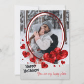 フォトミニマリストラブハートレッドホリデーカード 招待状 (正面)