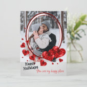 フォトミニマリストラブハートレッドホリデーカード 招待状 (スタンド正面)