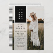 フォトミニマリ男女兼用ストハローベビーシャワー 招待状 (正面/裏面)