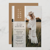 フォトミニマリ男女兼用ストハローベビーシャワー  招待状 (正面/裏面)