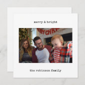 フォトミニマルなタイプライターMerry Christmas シーズンカード (正面/裏面)