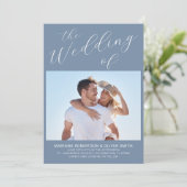 フォトミニマルなダスティブルースクリプ結婚ト 招待状 (スタンド正面)