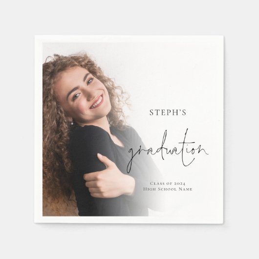 フォトミニマルオーバーレイ名2024卒業パーティー スタンダードカクテルナプキン (正面)