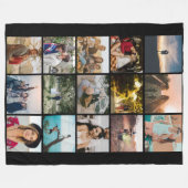 フォトミニマルコラージュ黒 フリースブランケット (正面(横))