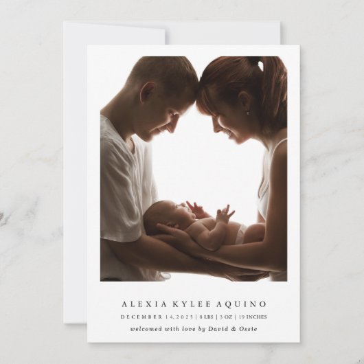 フォトミニマルベビー誕生の発表カード 招待状 (正面)
