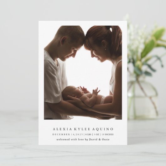 フォトミニマルベビー誕生の発表カード 招待状 (スタンド正面)