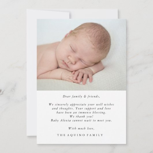 フォトミニマルベビー誕生の発表カード 招待状 (裏面)