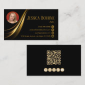フォトミニマルモダンプロフェッショナルQRコード金ゴールド 名刺 (正面/裏面)