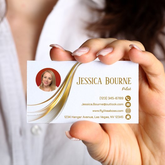 フォトミニマルモダンプロフェッショナルQRコード金ゴールド 名刺