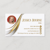 フォトミニマルモダンプロフェッショナルQRコード金ゴールド 名刺 (正面)