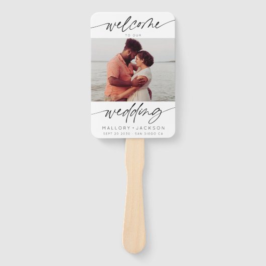 フォトミニマルモダンラリストのスクリプ結婚トへようこそ ハンドファン (正面)