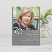 フォトミニマルモダンリストグレー70誕生日 招待状 (スタンド正面)