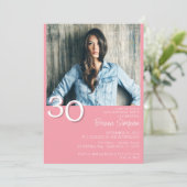 フォトミニマルモダンリストピンク30歳の誕生日 招待状 (スタンド正面)