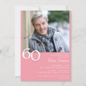フォトミニマルモダンリストピンク60誕生日 招待状 (正面)