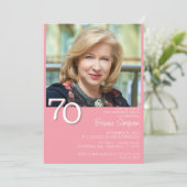 フォトミニマルモダンリストピンク70誕生日 招待状 (スタンド正面)