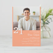 フォトミニマルモダンリストピーチ21歳の誕生日 招待状 (スタンド正面)