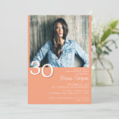 フォトミニマルモダンリストピーチ30歳の誕生日 招待状 (スタンド正面)