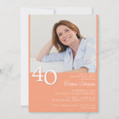 フォトミニマルモダンリストピーチ40歳の誕生日 招待状 (正面)