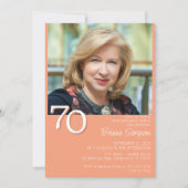 フォトミニマルモダンリストピーチ70誕生日 招待状 (正面)