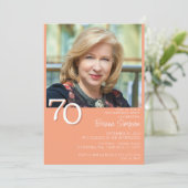 フォトミニマルモダンリストピーチ70誕生日 招待状 (スタンド正面)
