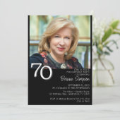 フォトミニマルモダンリストブラック70誕生日 招待状 (スタンド正面)
