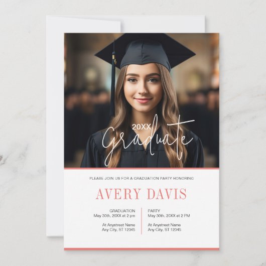 フォトミニマル卒業式パーティーの招待 招待状 (正面)