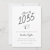 フォトミニマル卒業式パーティー白黒 招待状 (正面)