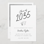 フォトミニマル卒業式パーティー白黒 招待状 (正面/裏面)