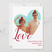 フォトミニマル愛ハート赤バレンタインデー シーズンカード (正面)