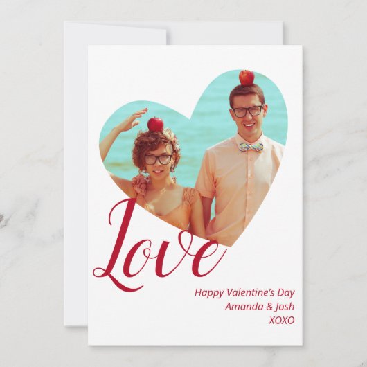 フォトミニマル愛ハート赤バレンタインデー シーズンカード (正面)