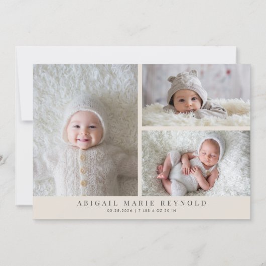 フォトミニマル数々のリストクリーム誕生のお知らせ 案内状 (正面)