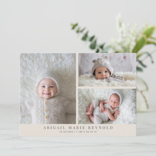 フォトミニマル数々のリストクリーム誕生のお知らせ 案内状 (スタンド正面)