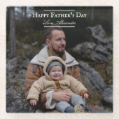 フォトミニマル父の日 |白 ガラスコースター (正面)