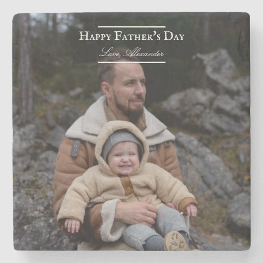 フォトミニマル父の日 |白 ストーンコースター (正面)