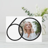 フォトミニマル白黒60誕生日 招待状 (スタンド正面)