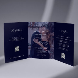 フォトミニマル結婚主義のミッドナイトブルー 三つ折り案内状