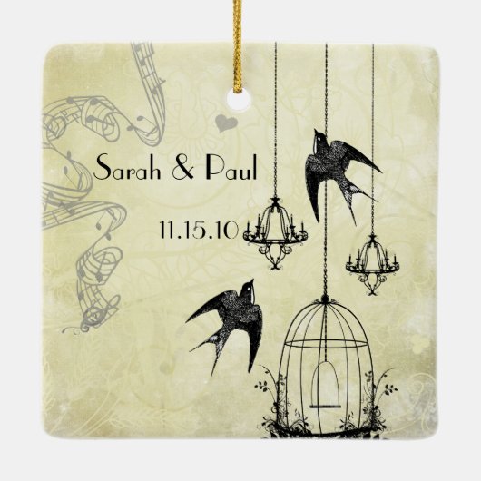 フォトミュージカルブラック&グレー3シャンデリア セラミックオーナメント (裏面)