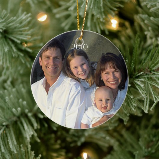 フォトミュージカルレッド&グリーンバードヴィンテージ鳥かご セラミックオーナメント (ツリー)