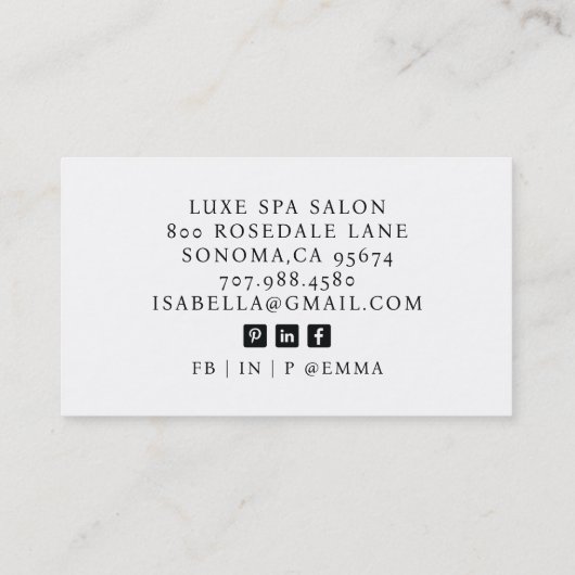 フォトメイクアップアーティストの名刺 名刺 (裏面)