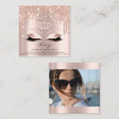 フォトメイクアップアーティストまつげ眉バラ金ゴールドVip スクエア名刺 (正面/裏面)