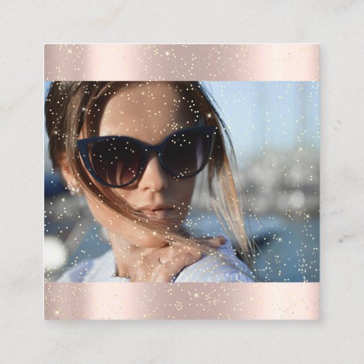 フォトメイクアップアーティストまつげ眉バラ金ゴールドVip スクエア名刺 (裏面)