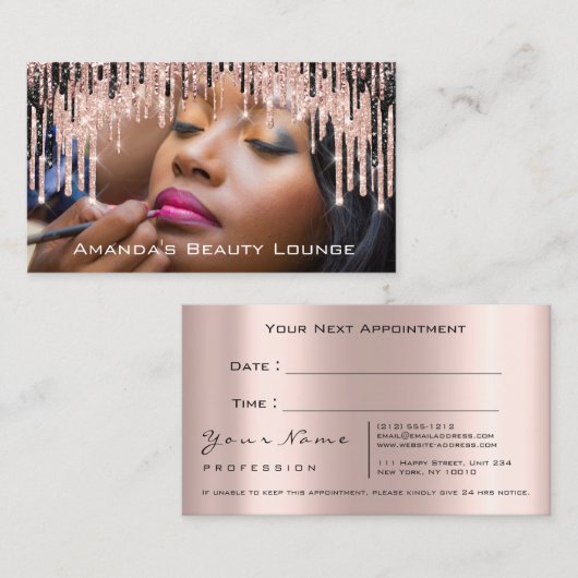 フォトメイクアップアーティストバラブローワックスアポイントメントカード 予約カード (正面/裏面)