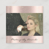 フォトメイクアップアーティスト睫毛眉毛バラ紙吹雪 スクエア名刺 (裏面)