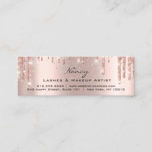 フォトメイクアップアーティスト睫毛眉毛バラ金ゴールド小 スキニー名刺 (正面)